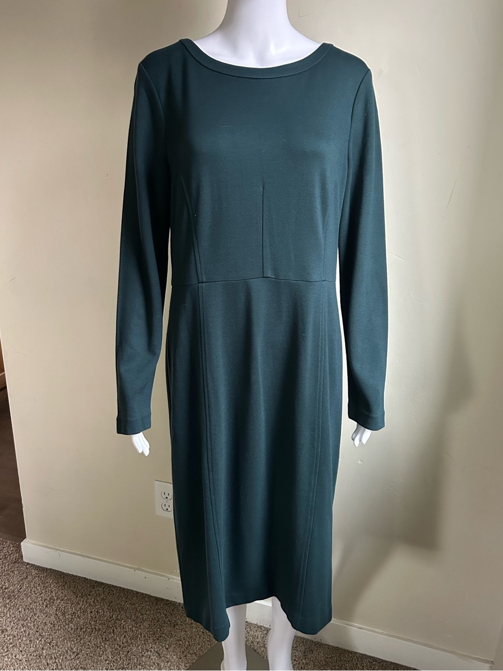 ▶️ Pure Collection Ponte Midi Dress 12 Womens Teal Long Sleeve Career Stretch